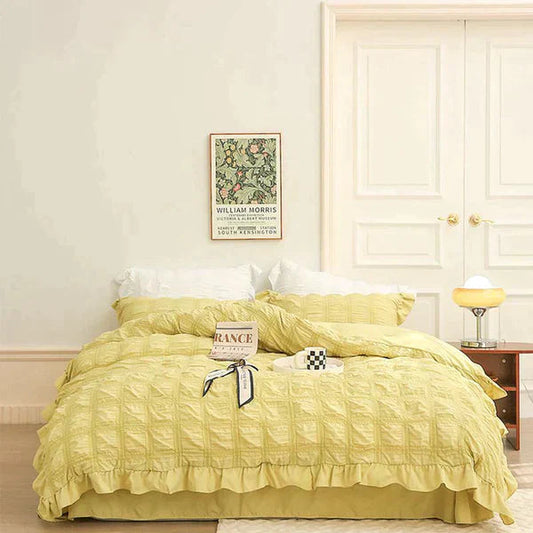 LaceBreeze™ 200 x 230 cm - 4-delige zomerbeddengoedset van ijskoud seersucker