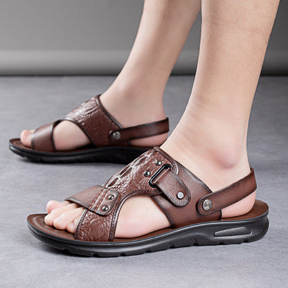 Noah – Heren leren sandalen met massage voetbed
