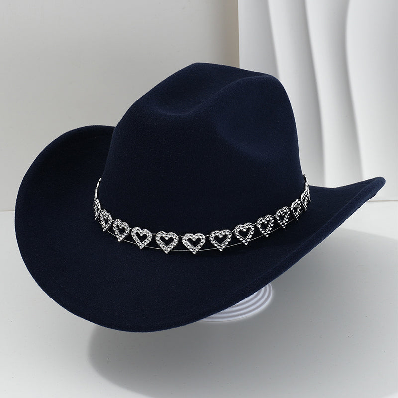 Amelia — Elegante Fedora Hoed met Hart van Strassstenen