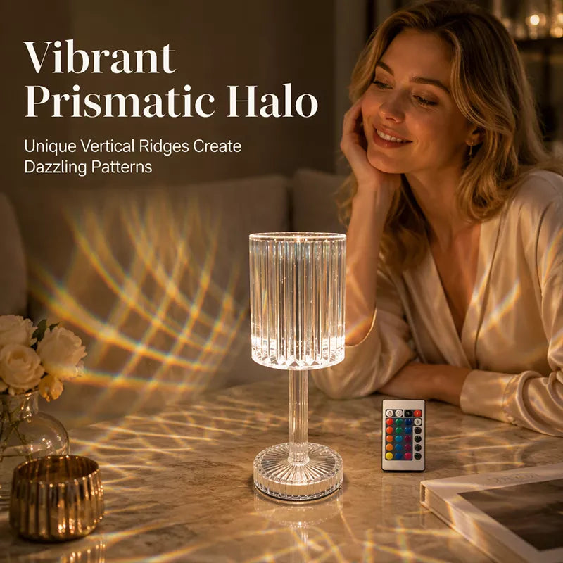 LumaLuxe Crystal Touch Lamp — Directe Warmte, Tijdloze Gloed