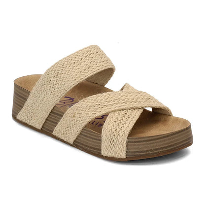 Heidi — Stijlvolle sleehak sandalen met dubbele bandjes en enkelarmbandje