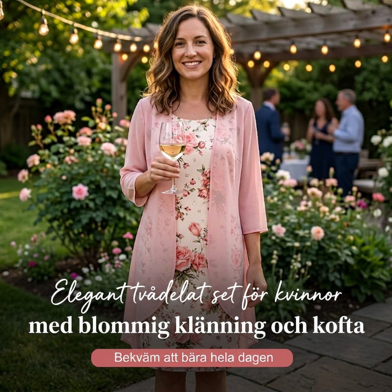 Olivia – Dames Tweedelige Set van Chiffon met Cardigan