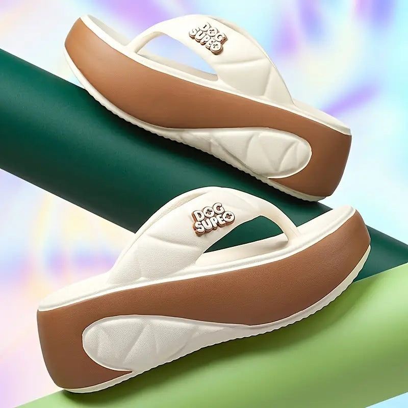 Mila – Gedurfde Gekleurde Plateau Teenslippers met Comfortabele Voering