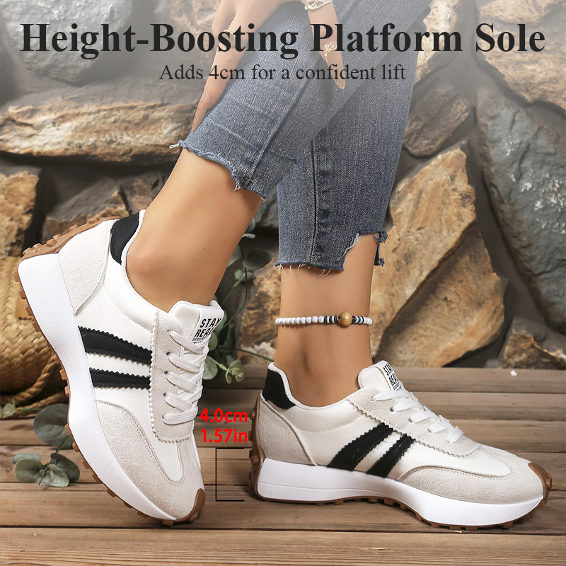 Ava – Dames Vintage-Inspiratie Chunky Sneakers met 4 cm Hoogte
