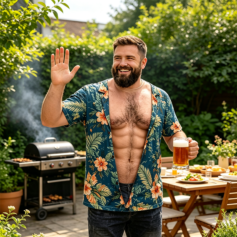 Jerry – Grappig 3D T-shirt met harige borst en ademende pasvorm