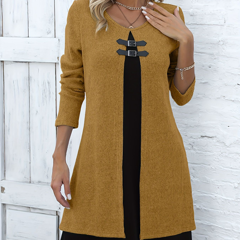 Sophie – Elegante A-lijnjurk met stijlvolle gespen | 50% KORTING