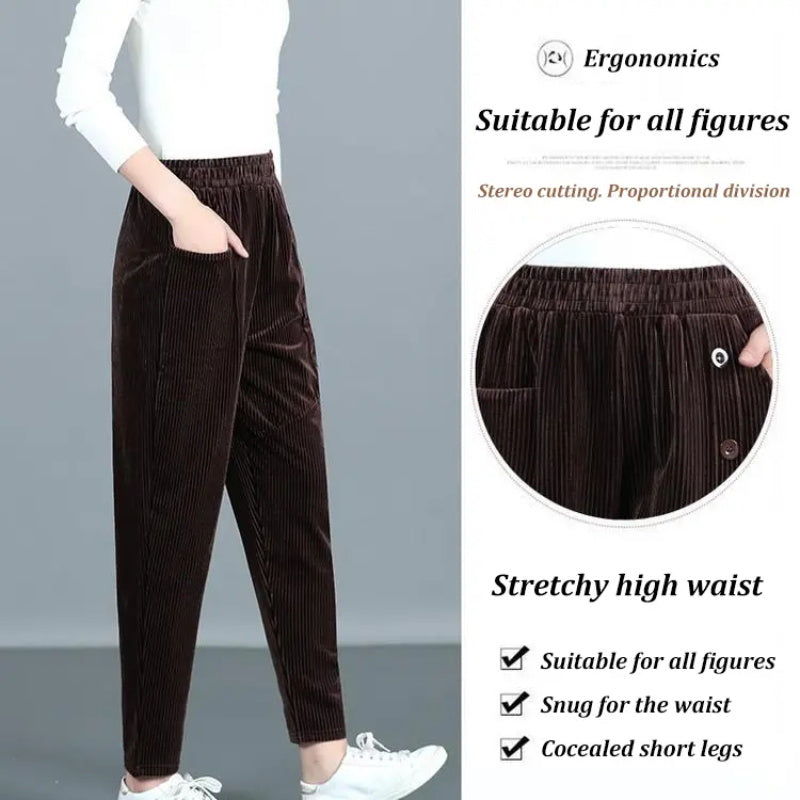 Carol - Dames corduroy broek met hoge taille
