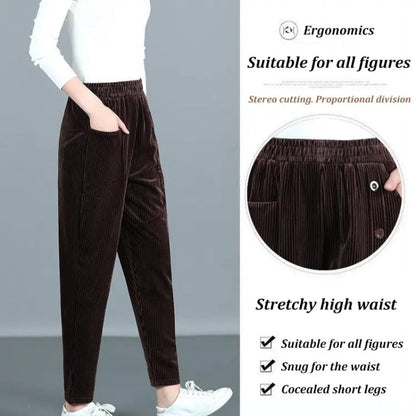Carol - Dames corduroy broek met hoge taille