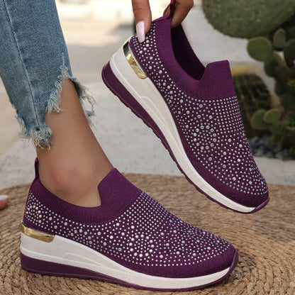 Luna – Ademend Instapsneakers met Strass Steentjes Accenten