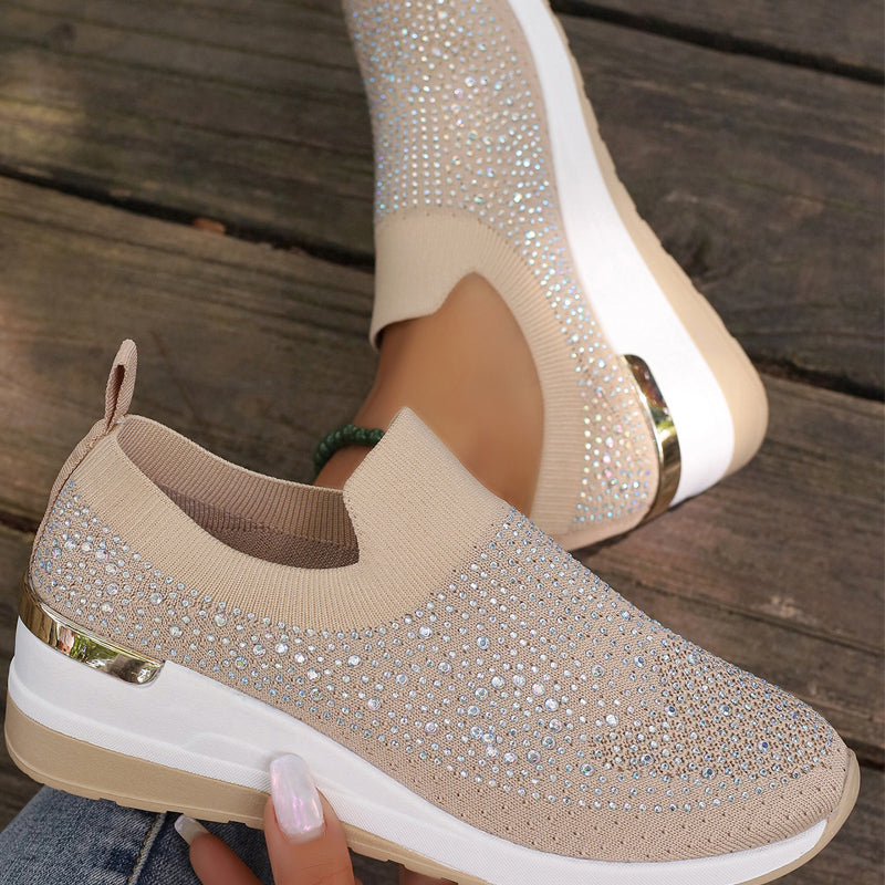 Luna – Ademend Instapsneakers met Strass Steentjes Accenten