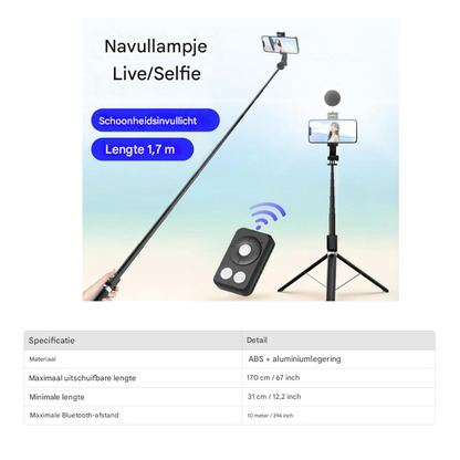 SnapPro - 6-i-1 6-i-1 Bluetooth selfie stick | Allround voor perfecte foto's | 50% KORTING