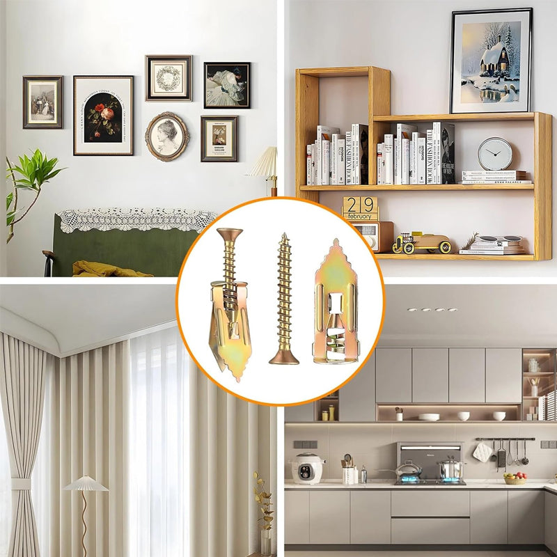 FixSecure - Uitzettingspluggen voor gipsplaten + hoogvaste zinkschroeven (verpakking van 100)