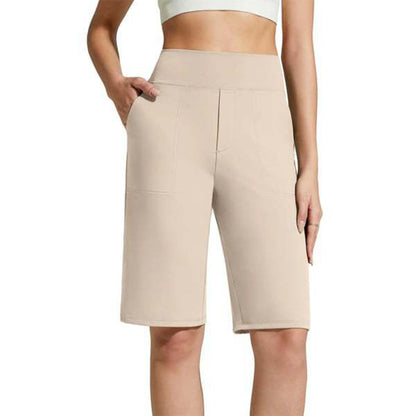 Nina — Dames High Waist Stretch Shorts met Diepe Zakjes