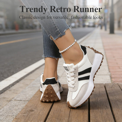 Ava – Dames Vintage-Inspiratie Chunky Sneakers met 4 cm Hoogte