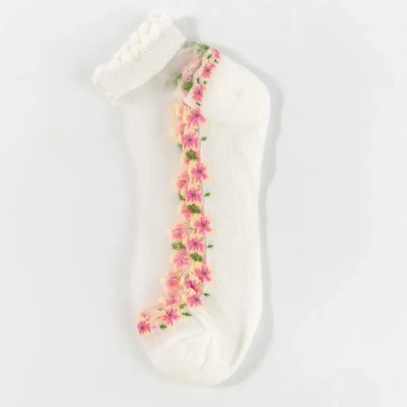 Lena — Bloemenkantkousen voor koele, comfortabele voeten