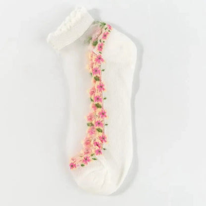 Lena — Bloemenkantkousen voor koele, comfortabele voeten