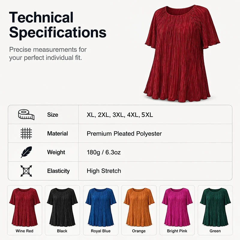 Maria – Plissé blouse in grote maten met stretchstof