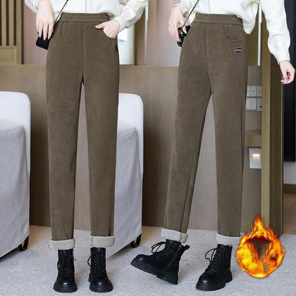 Home – Hoge taille ribbroek met fleecevoering voor een gezellige stijl