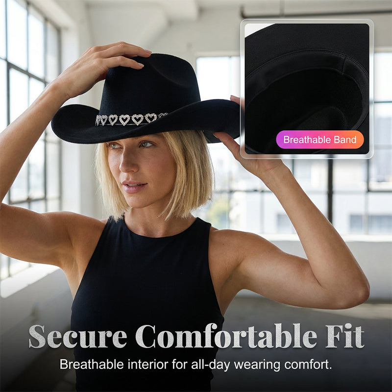 Amelia — Elegante Fedora Hoed met Hart van Strassstenen