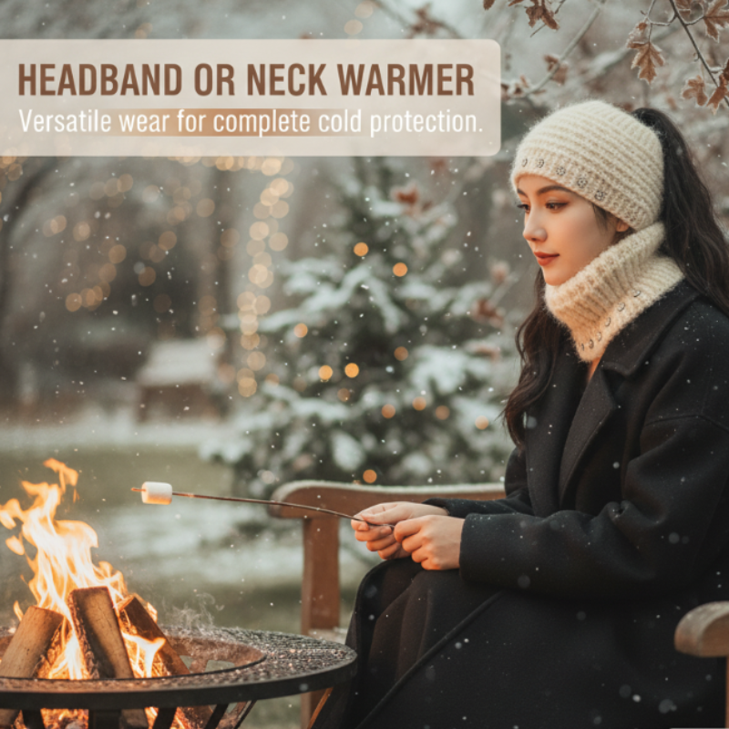 Grace – Gezellig gebreide hoofdband met bloemmotief en open bovenkant ontwerp