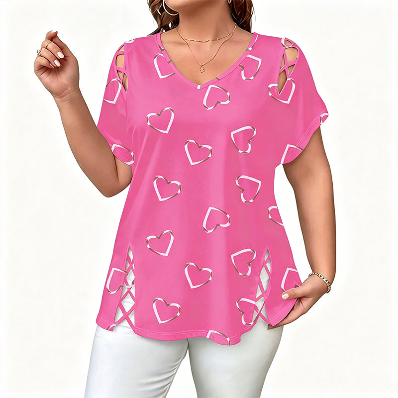 Mia – Dames ademend T-shirt met veterdetails aan de zijkanten