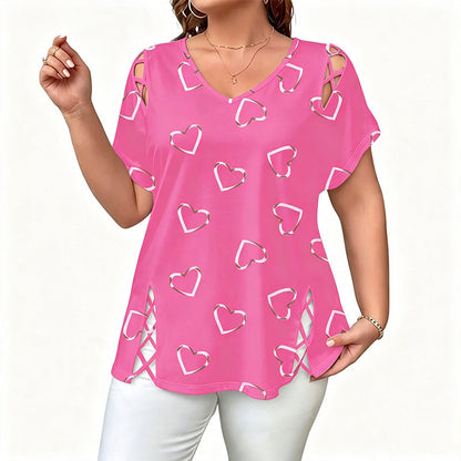 Mia – Dames ademend T-shirt met veterdetails aan de zijkanten