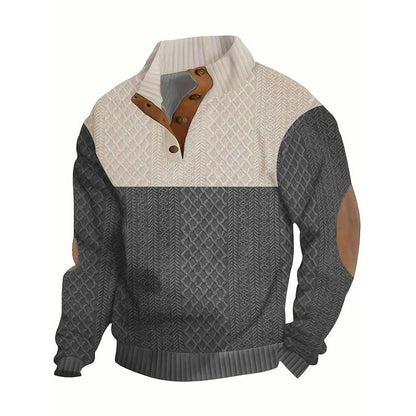 Heiss – Heren Trui met Knopenlijst en Kleurvlakken Ontwerp