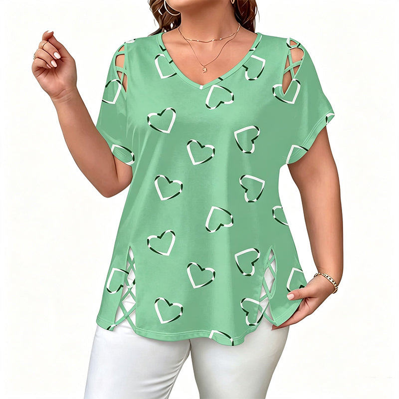 Mia – Dames ademend T-shirt met veterdetails aan de zijkanten