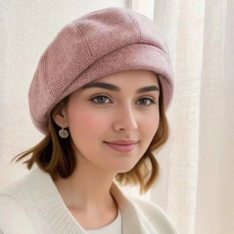 Marie — Zachte Baret met Dambordrand | 50% KORTING