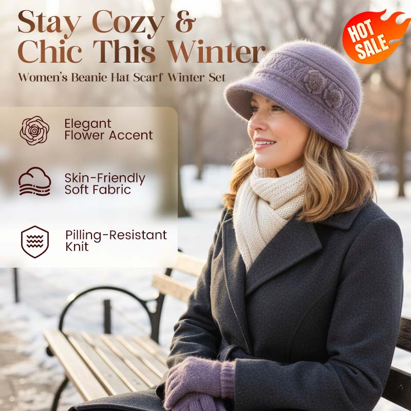 Sophia – Damespluchen wintermuts met bloemenaccenten