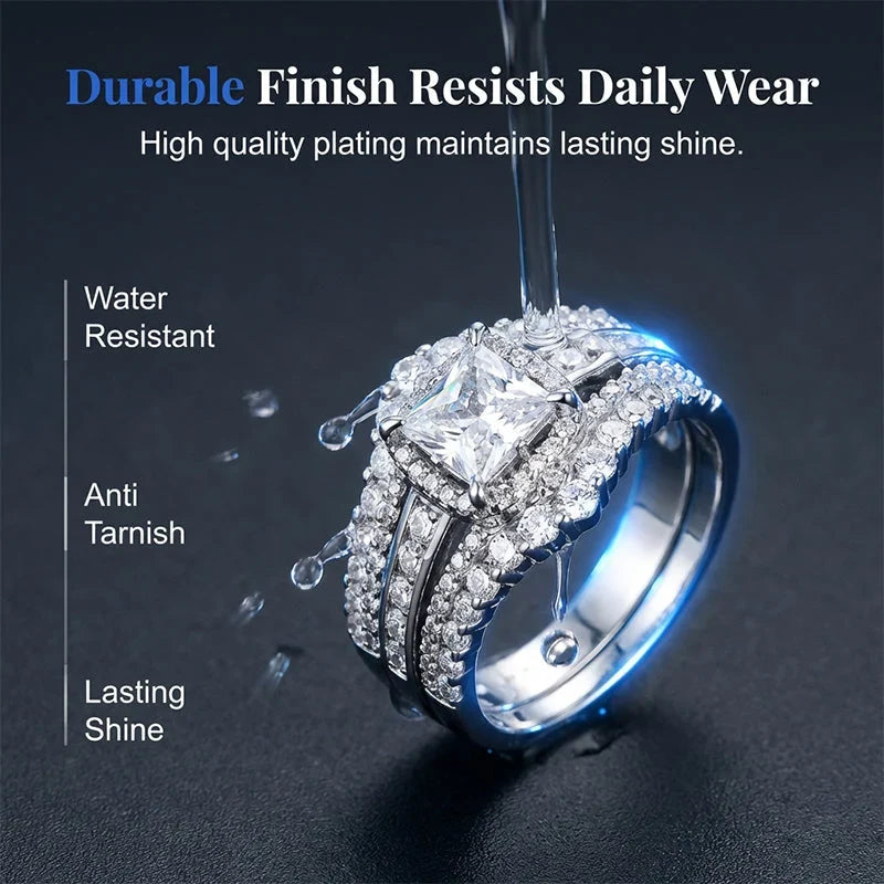 Juliana – Prinsesgeslepen Zirkonen Ring met Witgoud Look