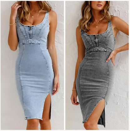 Angela – Denim Bodycon Jurk | 50% KORTING