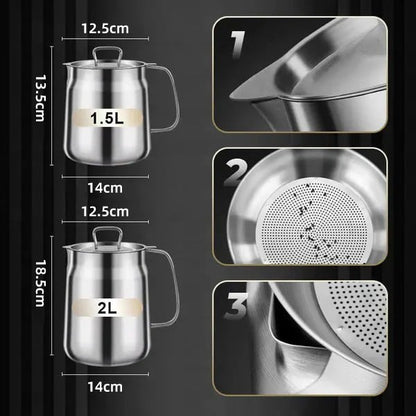 2-in-1 roestvrijstalen 304 multifunctionele oliezeefpot