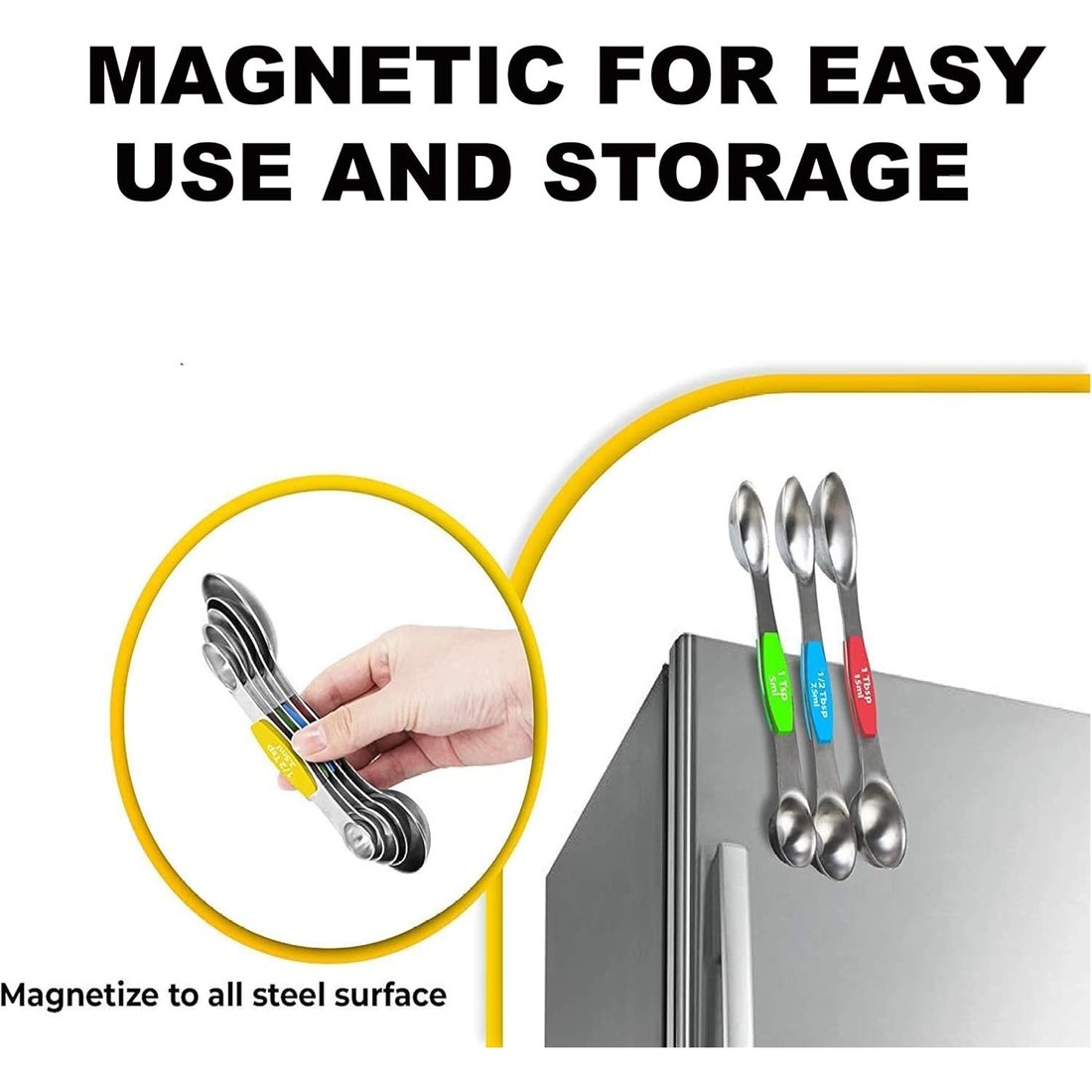 Magnetische roestvrijstalen maatlepelset