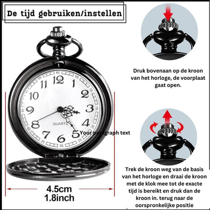 Zakhorloge Heren - Tijdloos Design met Persoonlijke Gravure en Ketting