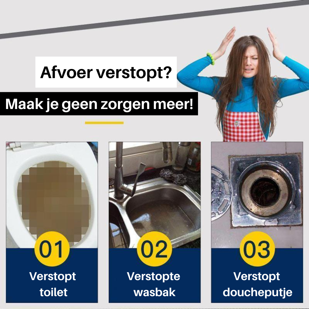 DrainClear™ – De Slimme Afvoeroplosser voor Direct Resultaat Zonder Chemie | 1+1 GRATIS