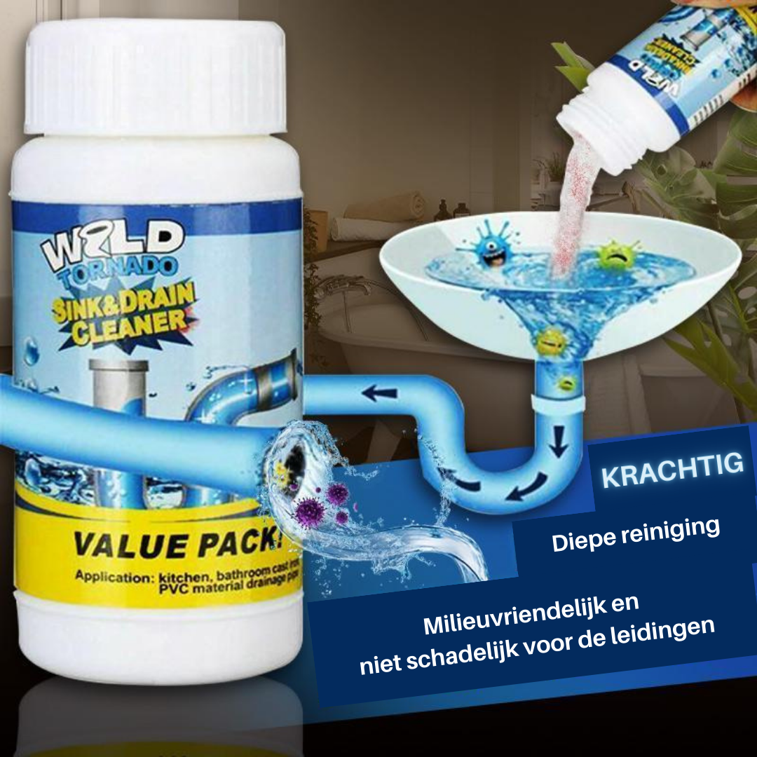 DrainClear™ – De Slimme Afvoeroplosser voor Direct Resultaat Zonder Chemie | 1+1 GRATIS