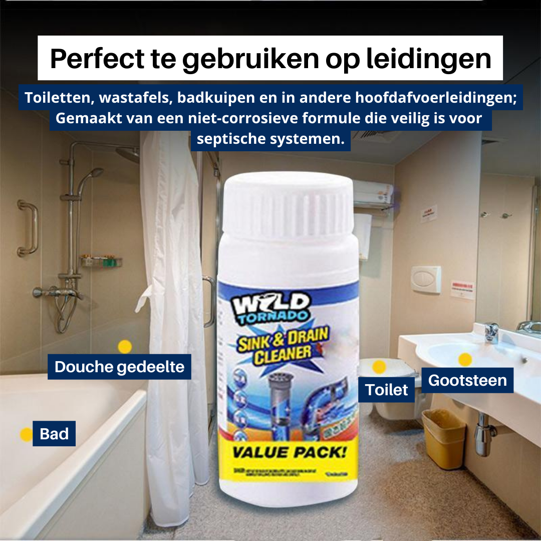 DrainClear™ – De Slimme Afvoeroplosser voor Direct Resultaat Zonder Chemie | 1+1 GRATIS
