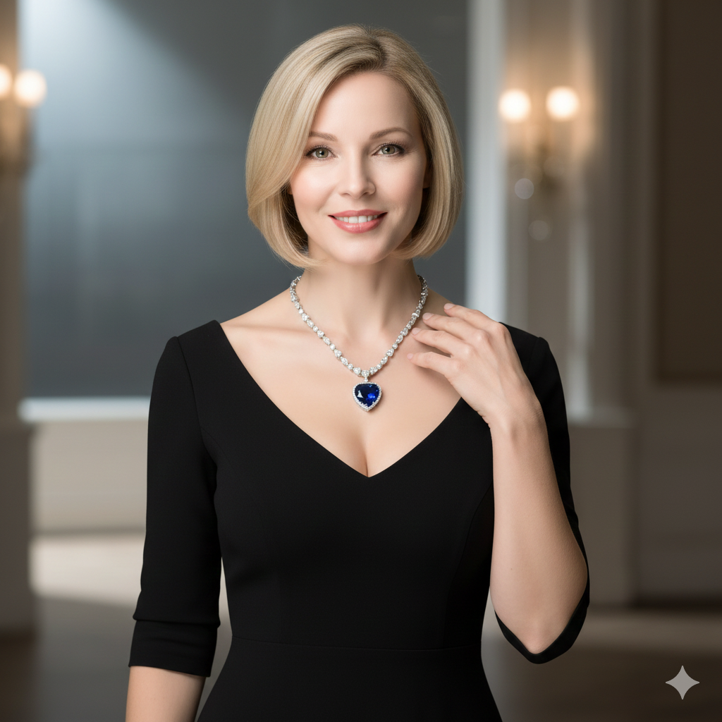 Amanda – Elegante Blauwe Hartketting | 50% KORTING