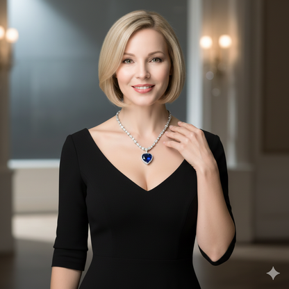 Amanda – Elegante Blauwe Hartketting | 50% KORTING