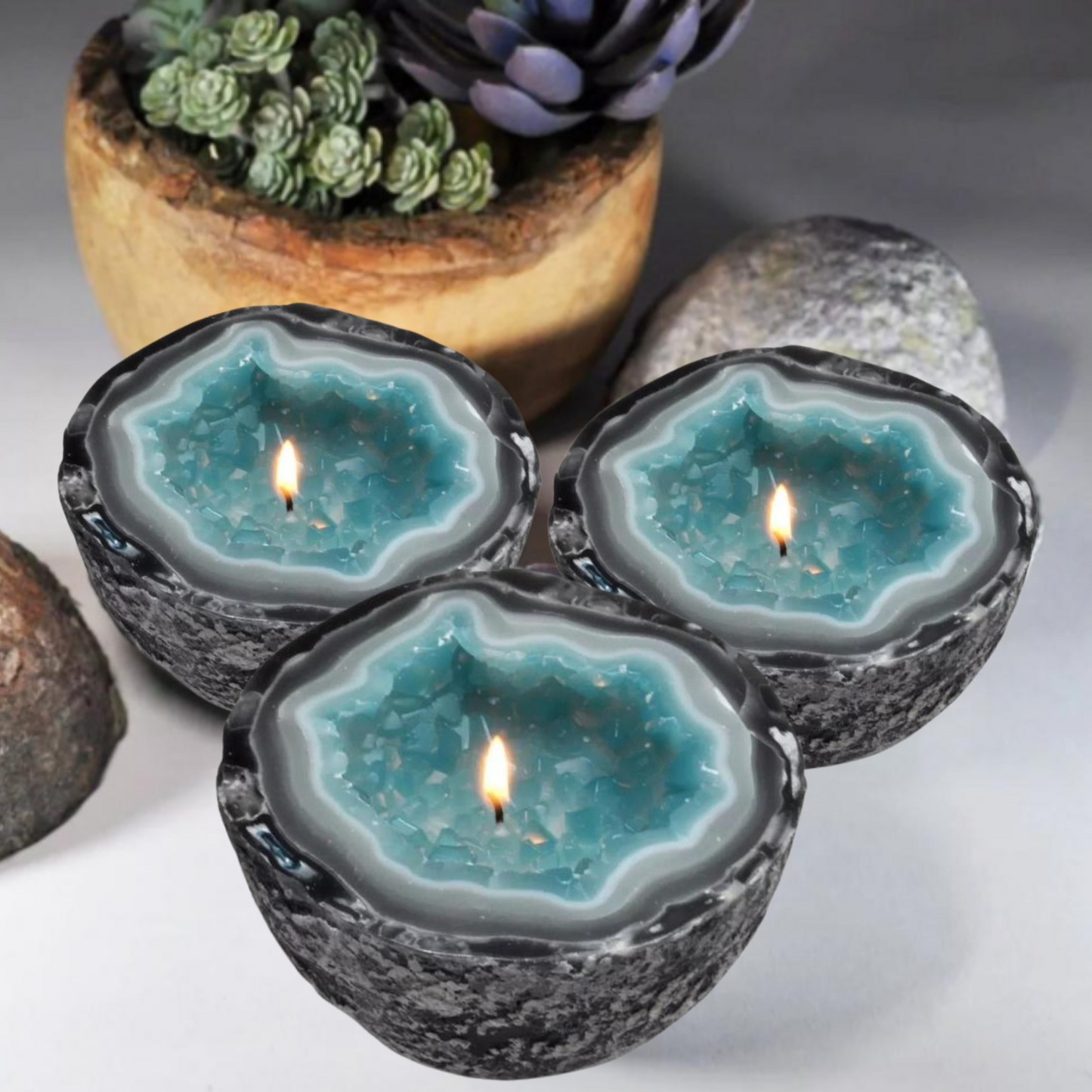 Stijlvolle waterdichte edelsteenkaars (3 stuks)