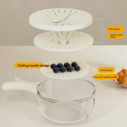 Multifunctionele fruit- en groentenwaskom met inklapbare handgreep