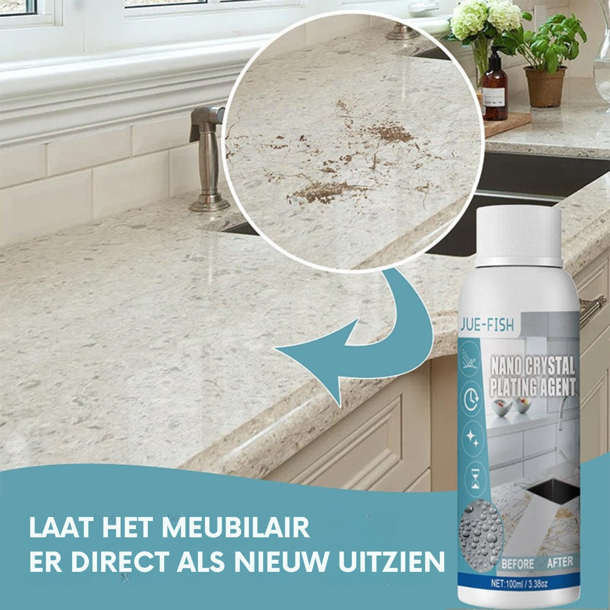 StoneShield™ 100ml – Nanokristalcoating voor Langdurige Bescherming & Glans van Alle Steensoorten | 1+1 GRATIS