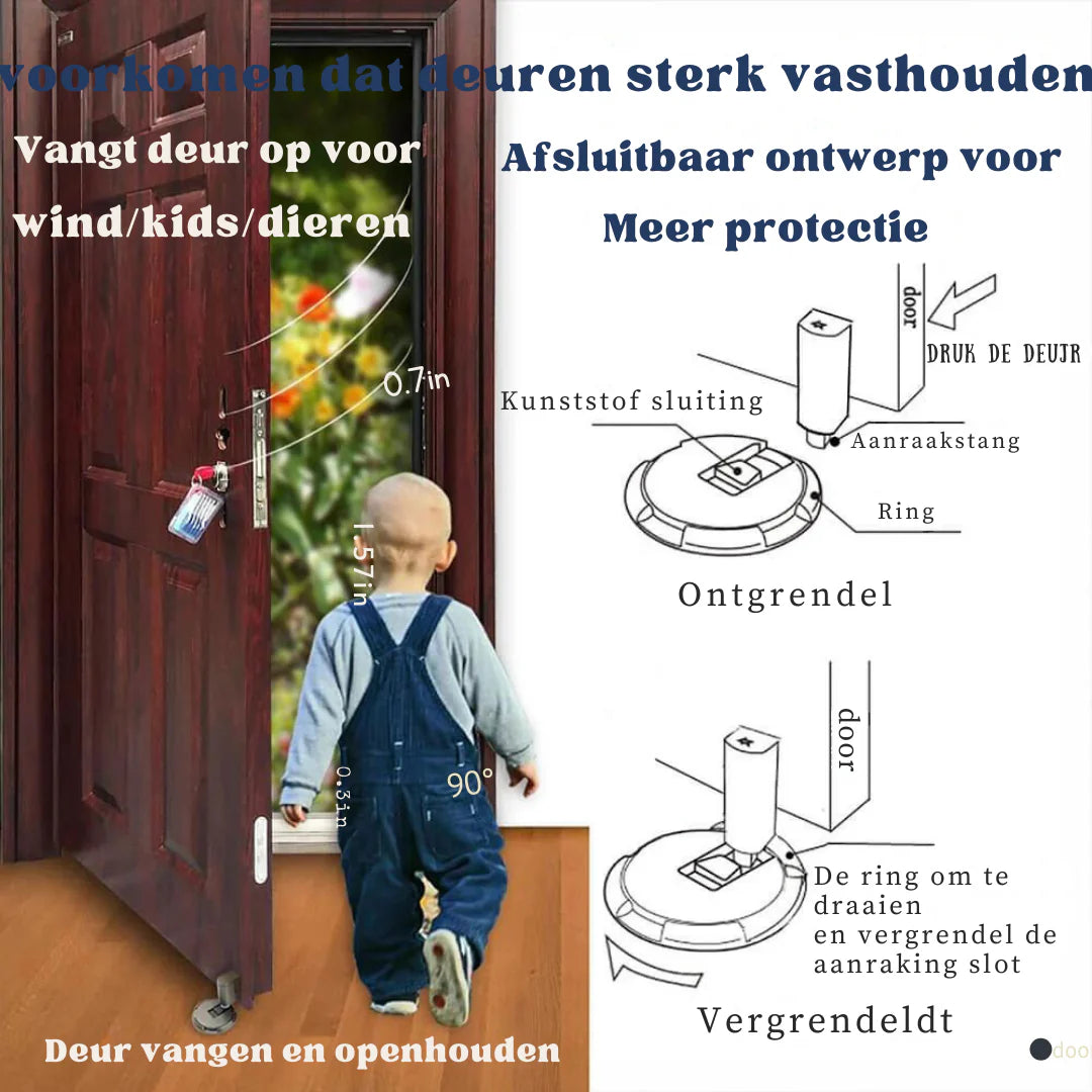 SecureStop - Maximale beveiliging - houdt deuren stevig vast en beschermt tegen dichtslaande deuren | 50% KORTING
