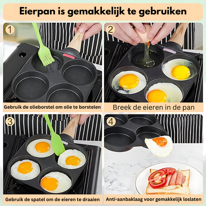 EcoCook - Koekenpan met antiaanbaklaag 4 kopjes voor eierpannenkoeken | 50% KORTING