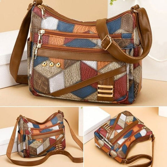 LumaSoft™ - Zachte PU-leren schoudertas in kleurblokdesign - Stijlvol, lichtgewicht & geschikt voor dagelijks gebruik