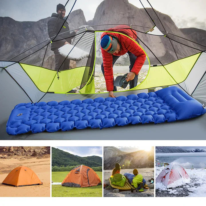 SleepCamp - Snel opblaasbaar matras met geïntegreerd hoofdkussen | 50% KORTING