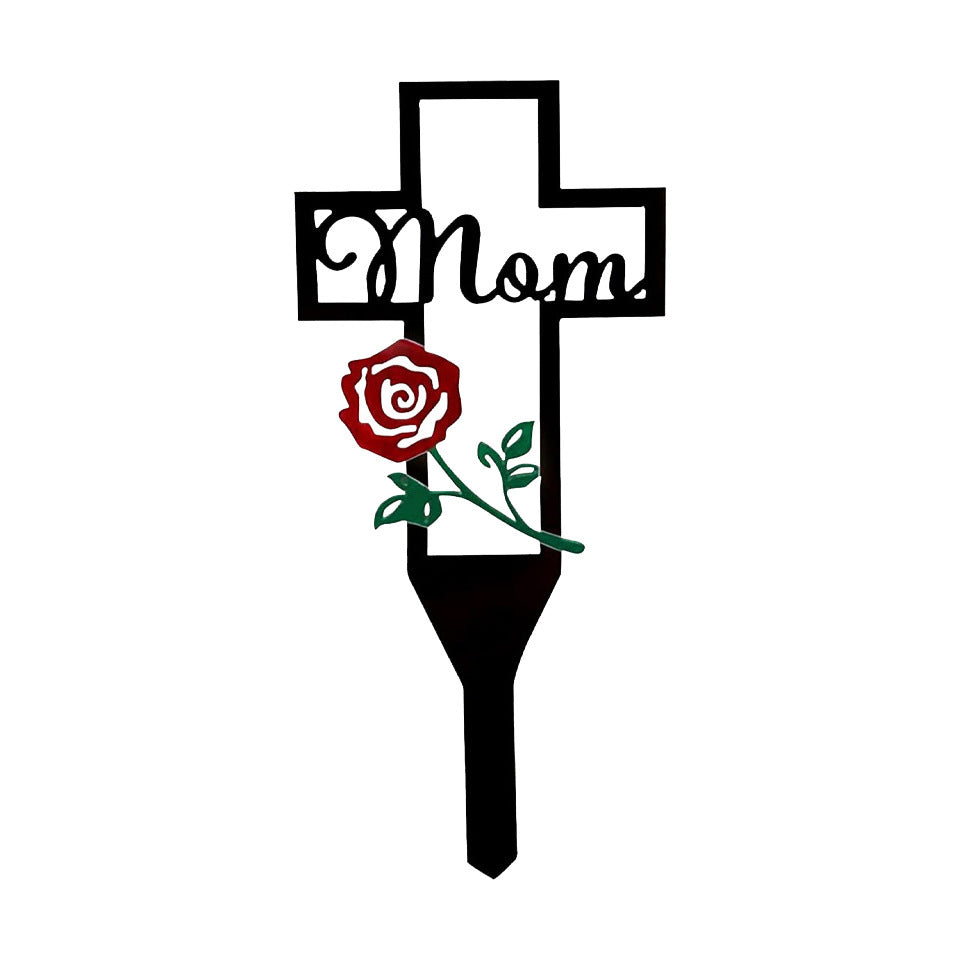 Begraafplaatskruis - Duurzaam Herinneringssymbool voor Moeders met Roos