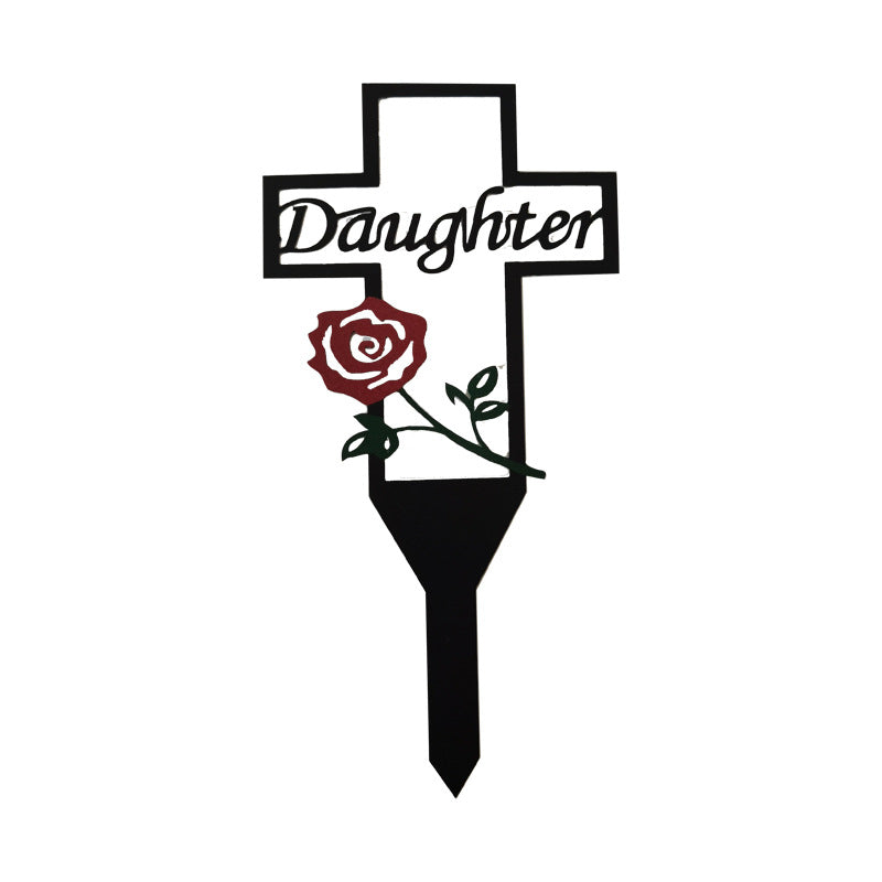 Variant image for Begraafplaatskruis - Duurzaam Herinneringssymbool voor Moeders met Roos-3