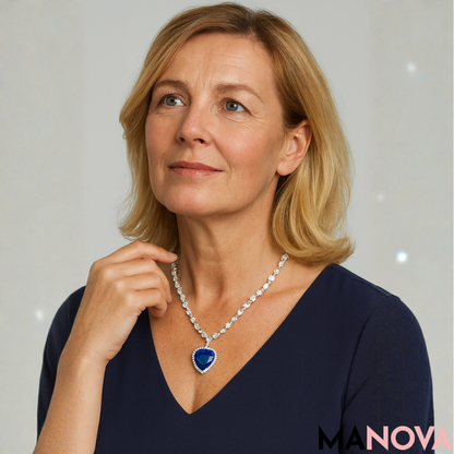 Amanda – Elegante Blauwe Hartketting | 50% KORTING